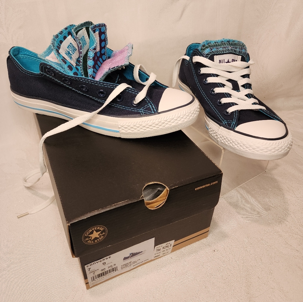 Converse Navy Teal Purple Multi Tongue Oxford Women's 9 Men's 7 NWT NIB Unisex